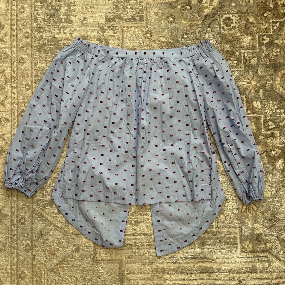 BCBGMaxAzria Blue Blouse with Pink and Black Accents